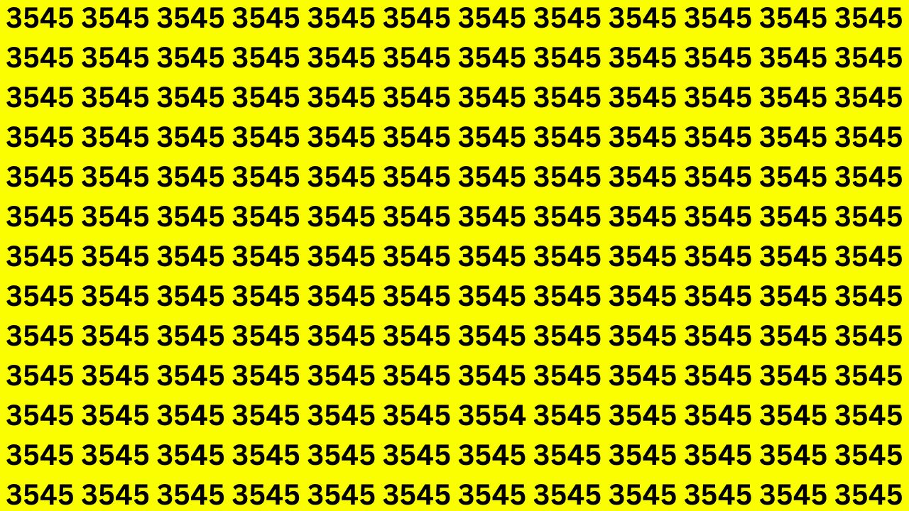 Optical Illusion Challenge Pushes Speed — Locate 3554 Hidden Among Look-Alike Numbers