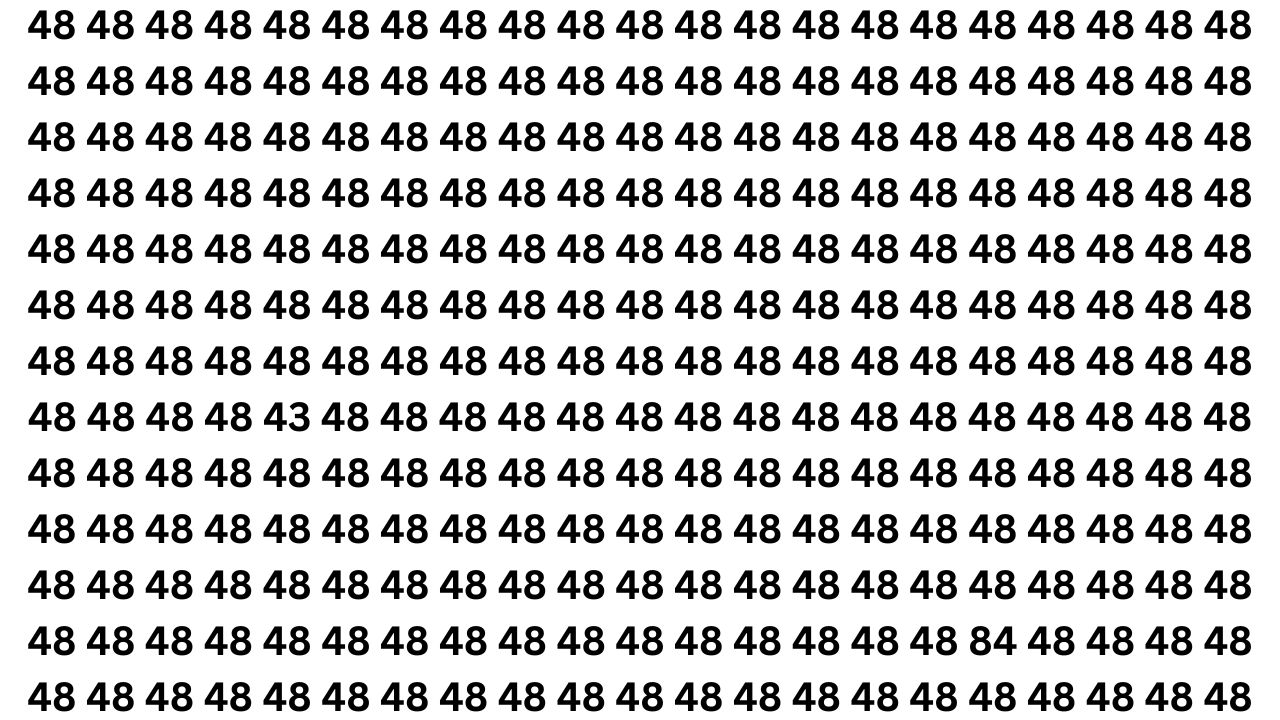 Optical Illusion Challenge: Find 84 and 43 Hidden Among 48s Within 7 Seconds