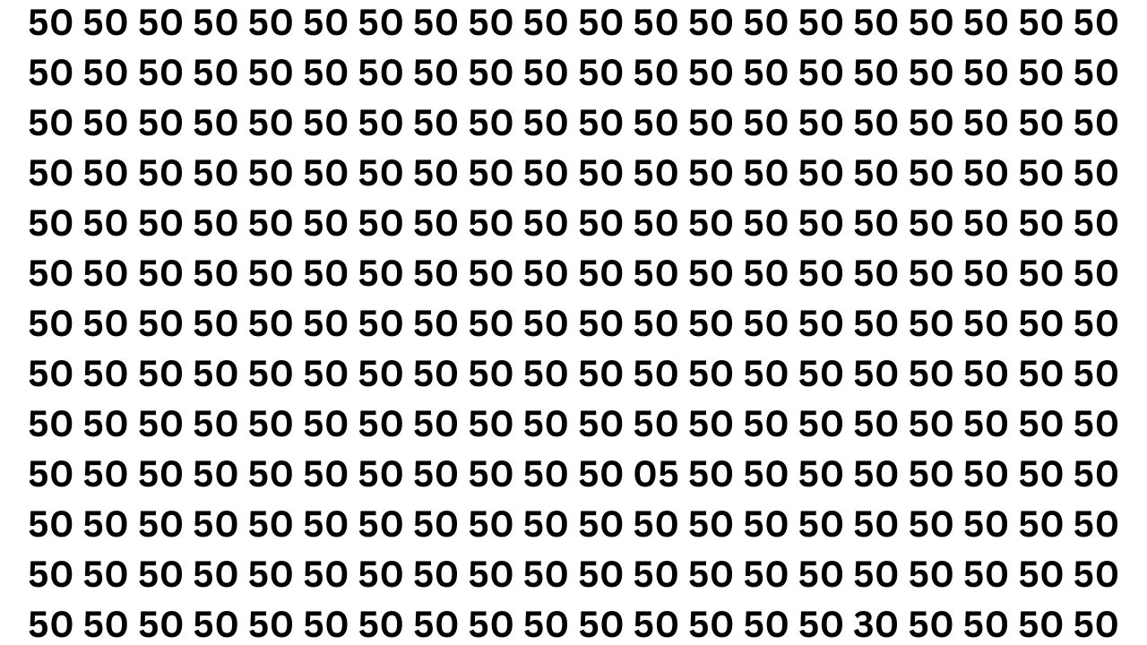 Optical Illusion Challenge: Can You Spot 05 and 30 Hidden Among 50s?