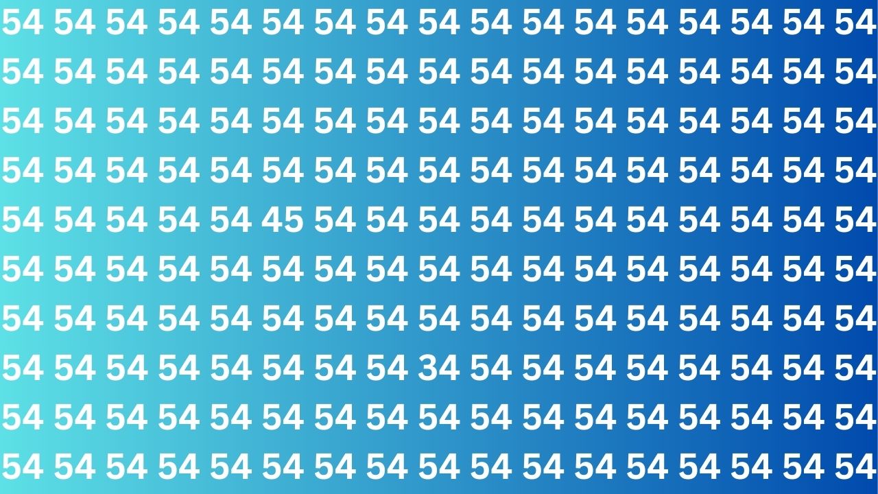 Optical Illusion Challenges Visual Precision as 45 and 34 Hide Among a Grid of Look-Alike 54s