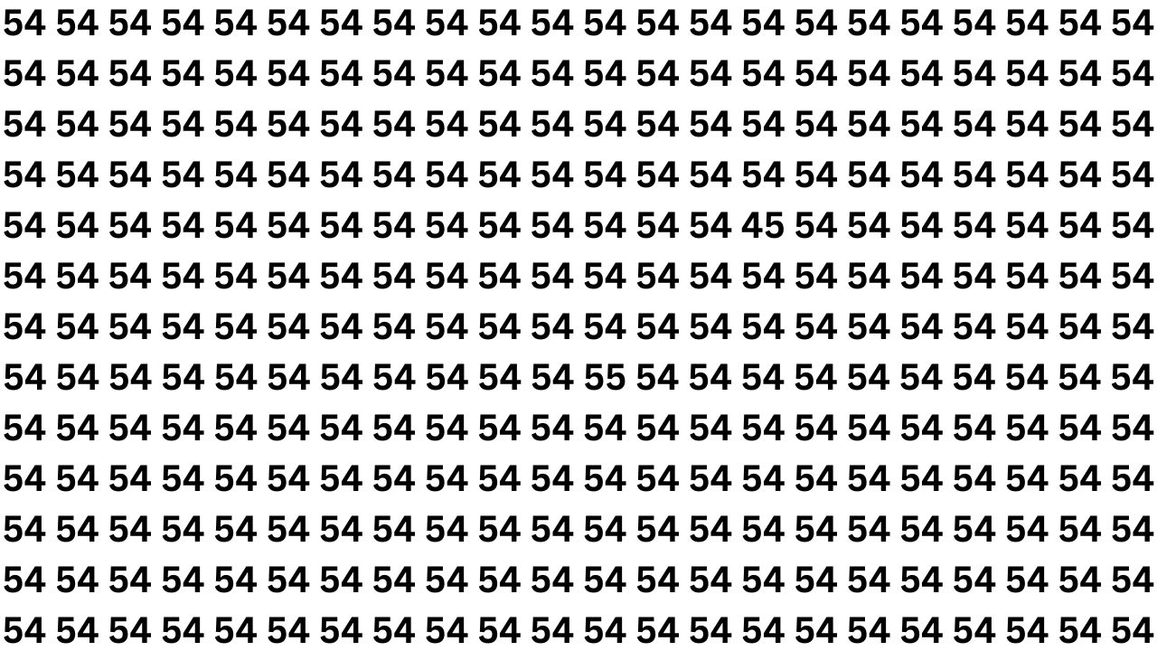 Visual Illusion Challenge: Can You Spot 45 and 55 Hidden Among 54s