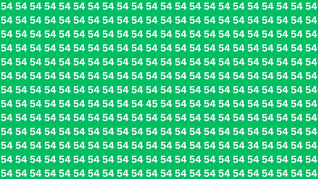Optical Illusion Pushes Visual Accuracy as 45 and 34 Disappear Inside a Grid of 54s