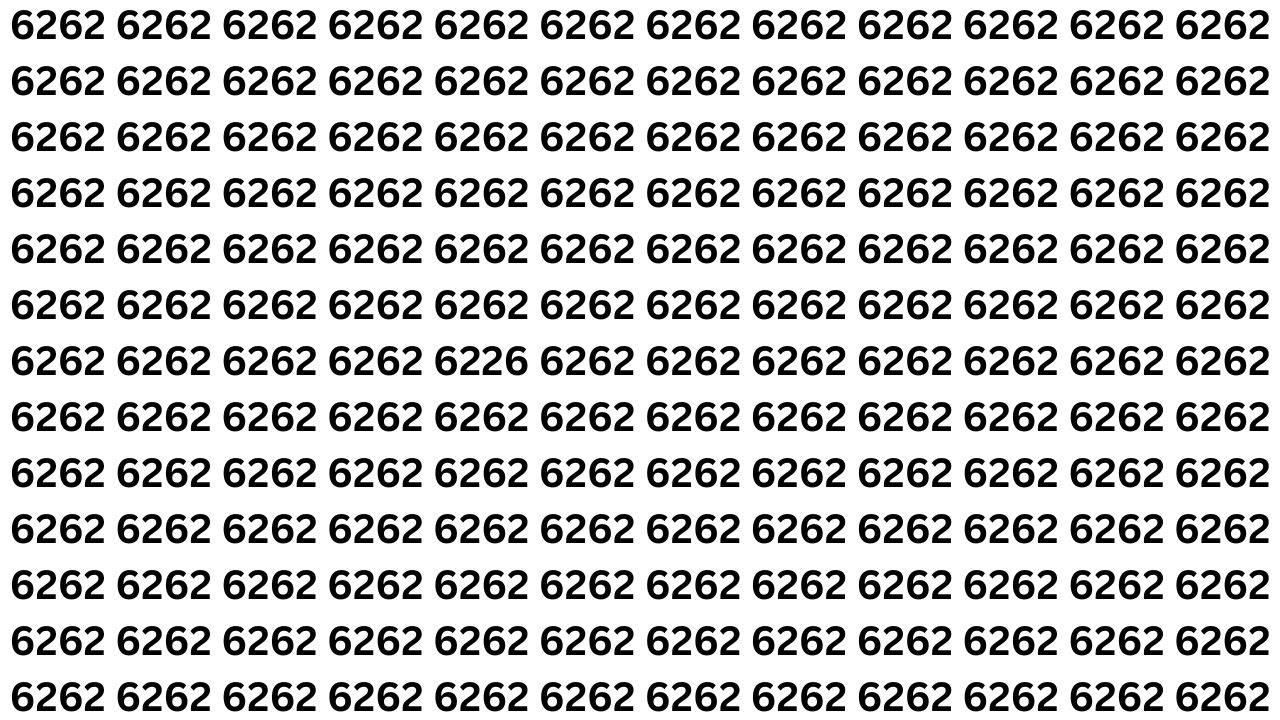 Optical Illusion Challenge Drops — Find the Hidden 6226 Among 6262s in Under 7 Seconds