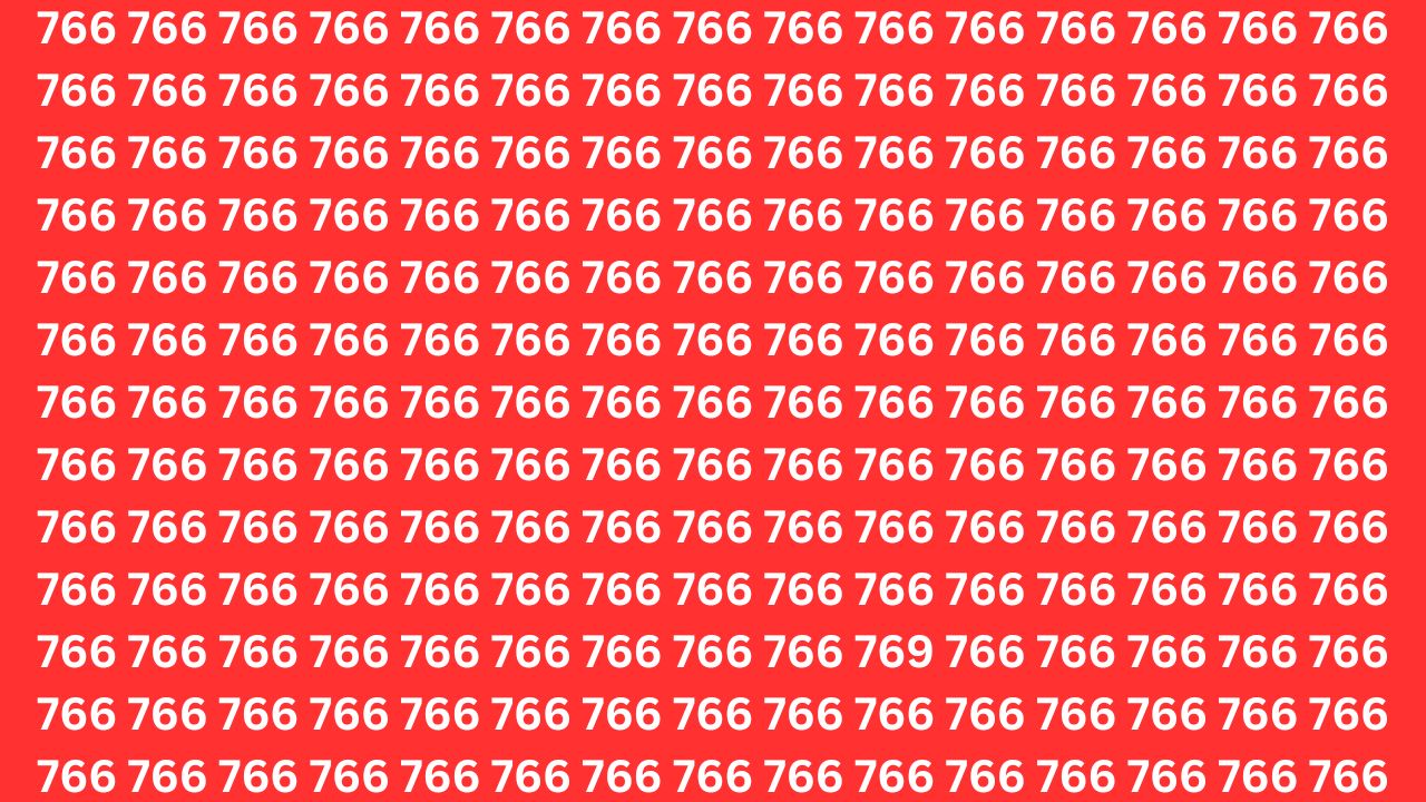 Optical Illusion Challenge: One Number Is Different — Find 769 Among Repeating 766s