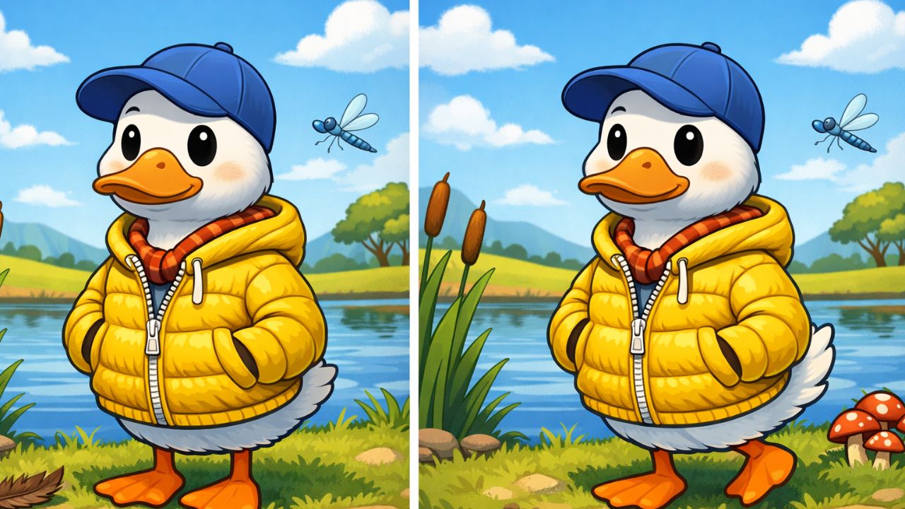 8-Second Visual Challenge: Can You Spot the 3 Differences in the Duck Wearing Jacket Image?