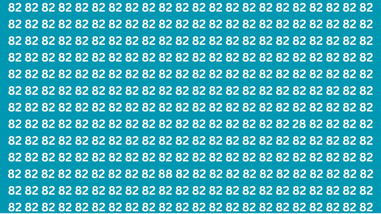Quick Optical Illusion: Find 28 and 88 Among 82s in 8 Seconds
