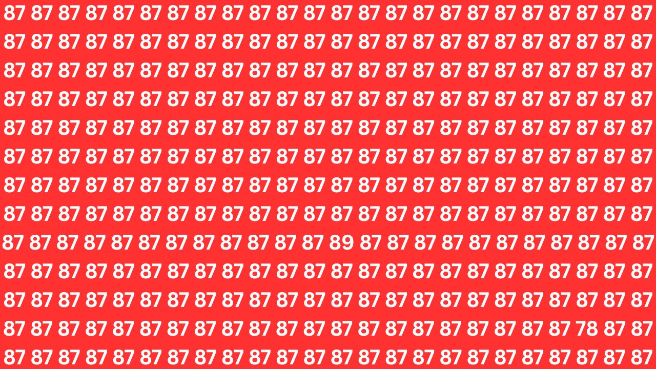 Optical Illusion Challenge: Spot the Inverted 78 and 89 Among 87s in 9 Seconds