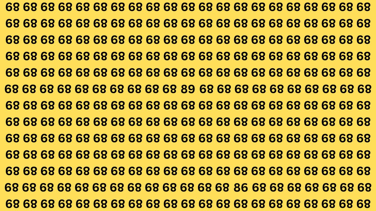 Optical Illusion Challenge: Spot the Inverted 86 and 89 Among 89s in 9 Seconds