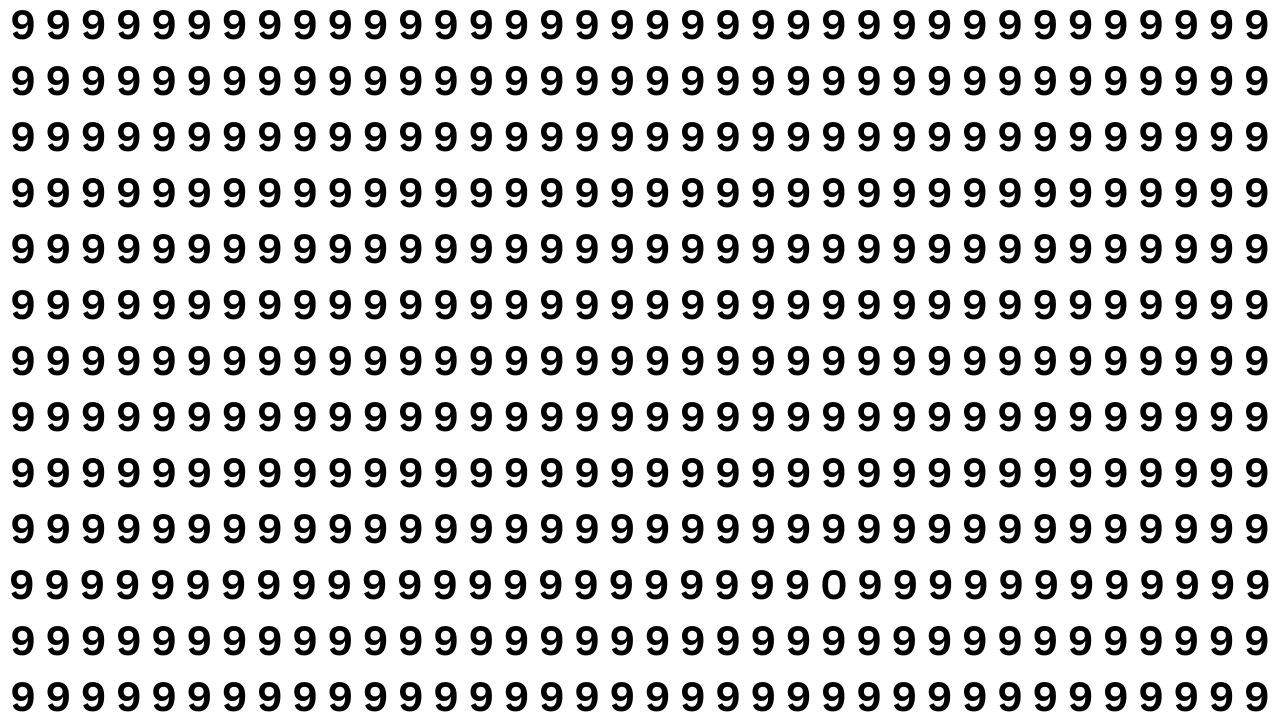 Optical Illusion Test: Spot the Hidden 0 Among 9s in Just 5 Seconds
