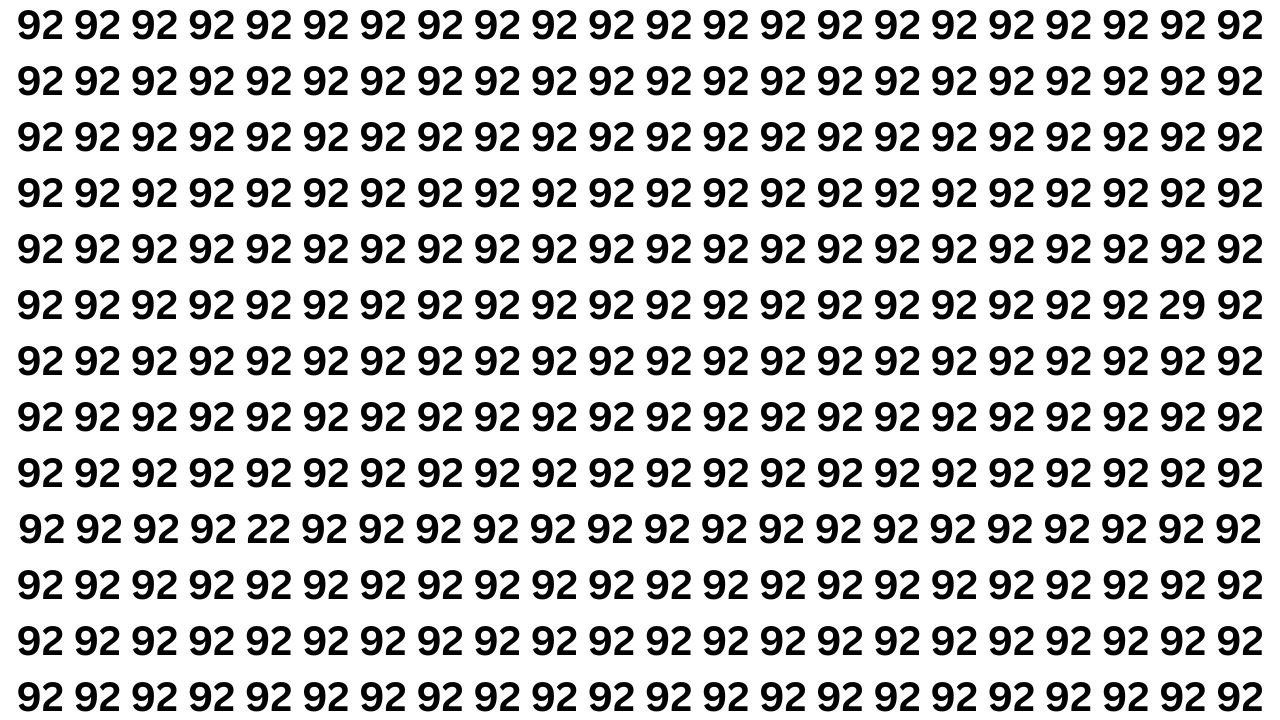 Optical Illusion Challenge: Find 22 and 29 Among 92 Within 5 Seconds