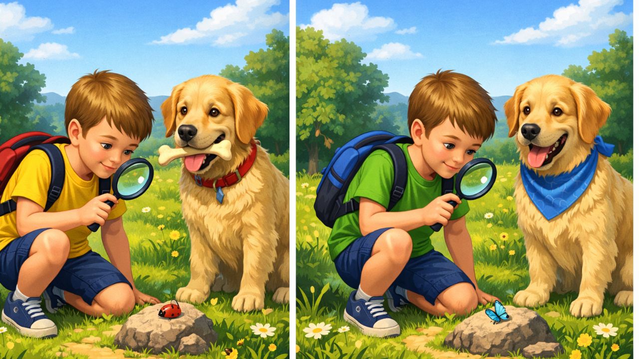 Find 3 Differences Between the Boy and Dog Picture in 12 Seconds