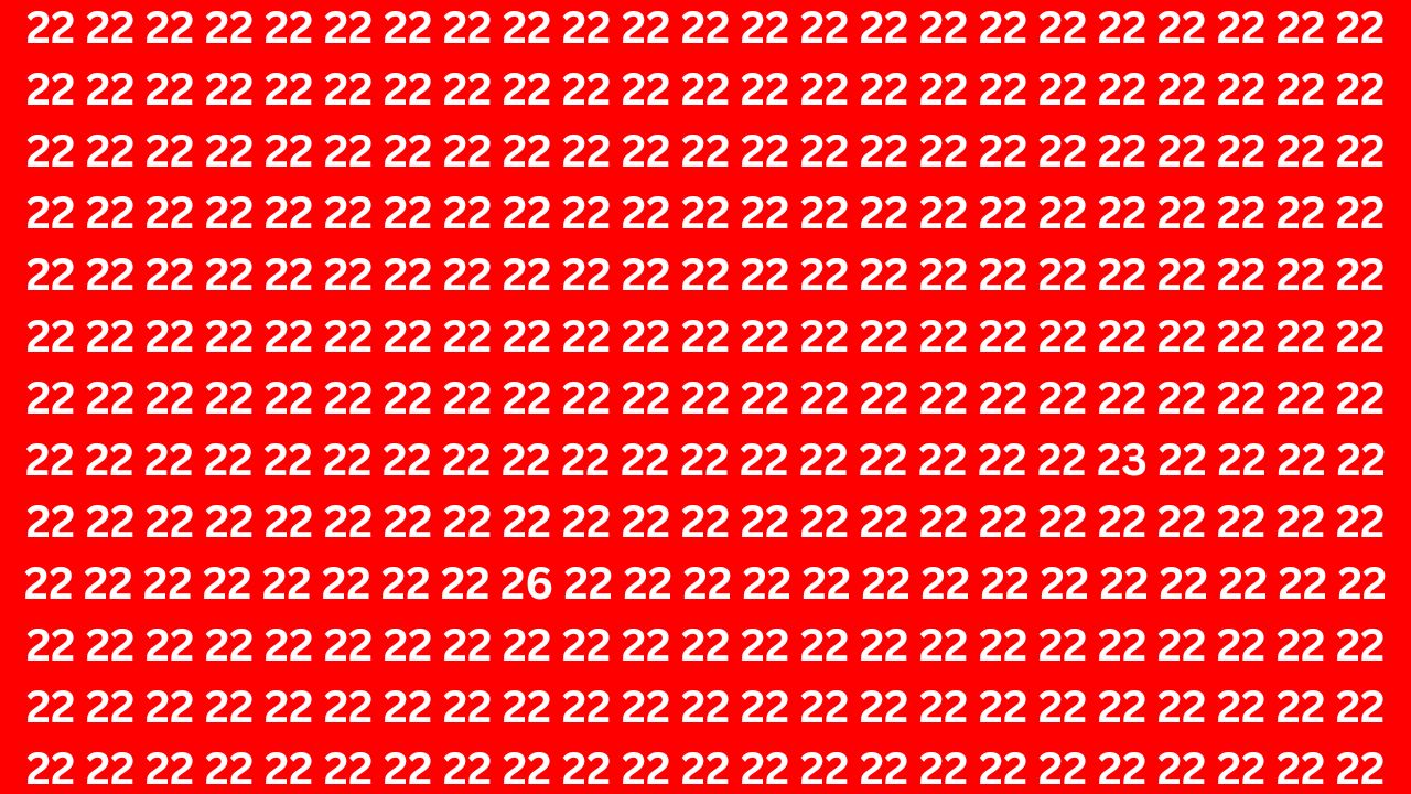 Find 26 and 23 Hidden Among 22 Before 9 Seconds Run Out