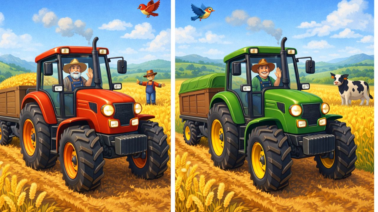 Find 3 Differences in the Tractor Image in 12 Seconds