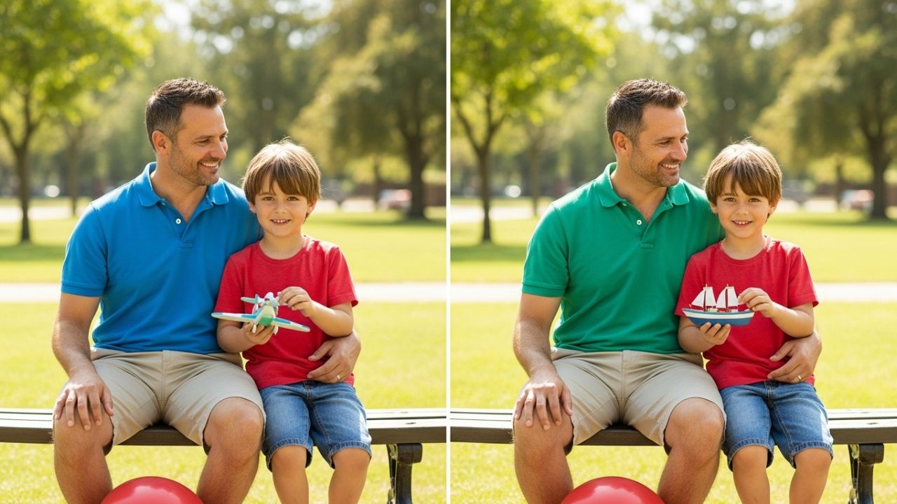 Spot the Difference Game: Find 3 Hidden Changes in the Dad and Son Image in 9 Seconds