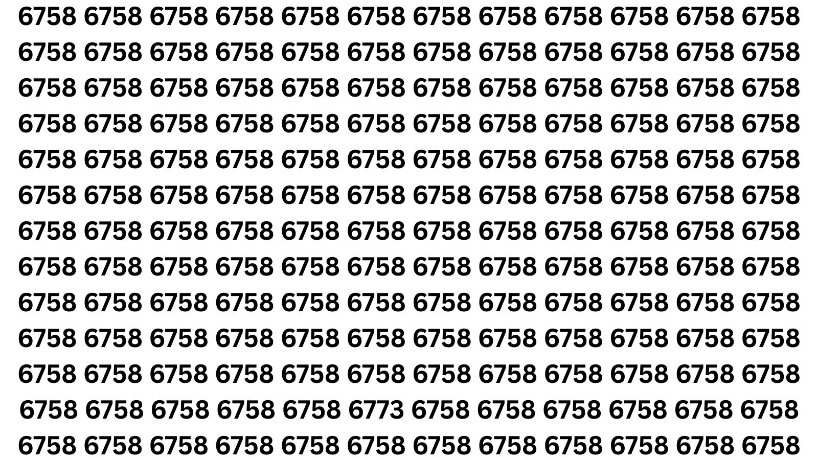 Find the Number 6773 Hidden Among 6758 in 10 Seconds