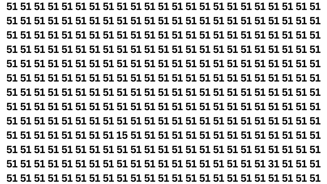 Optical Illusion Challenge: Can You Spot 15 and 31 Among 51s Before Time Runs Out?