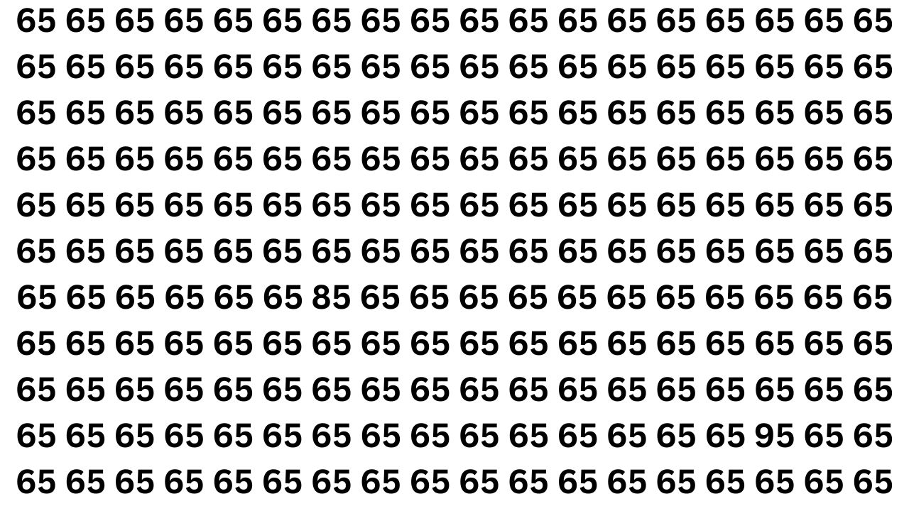 Optical Illusion Challenge: Find the Hidden 85 Among 95s and 65s in 8 Seconds