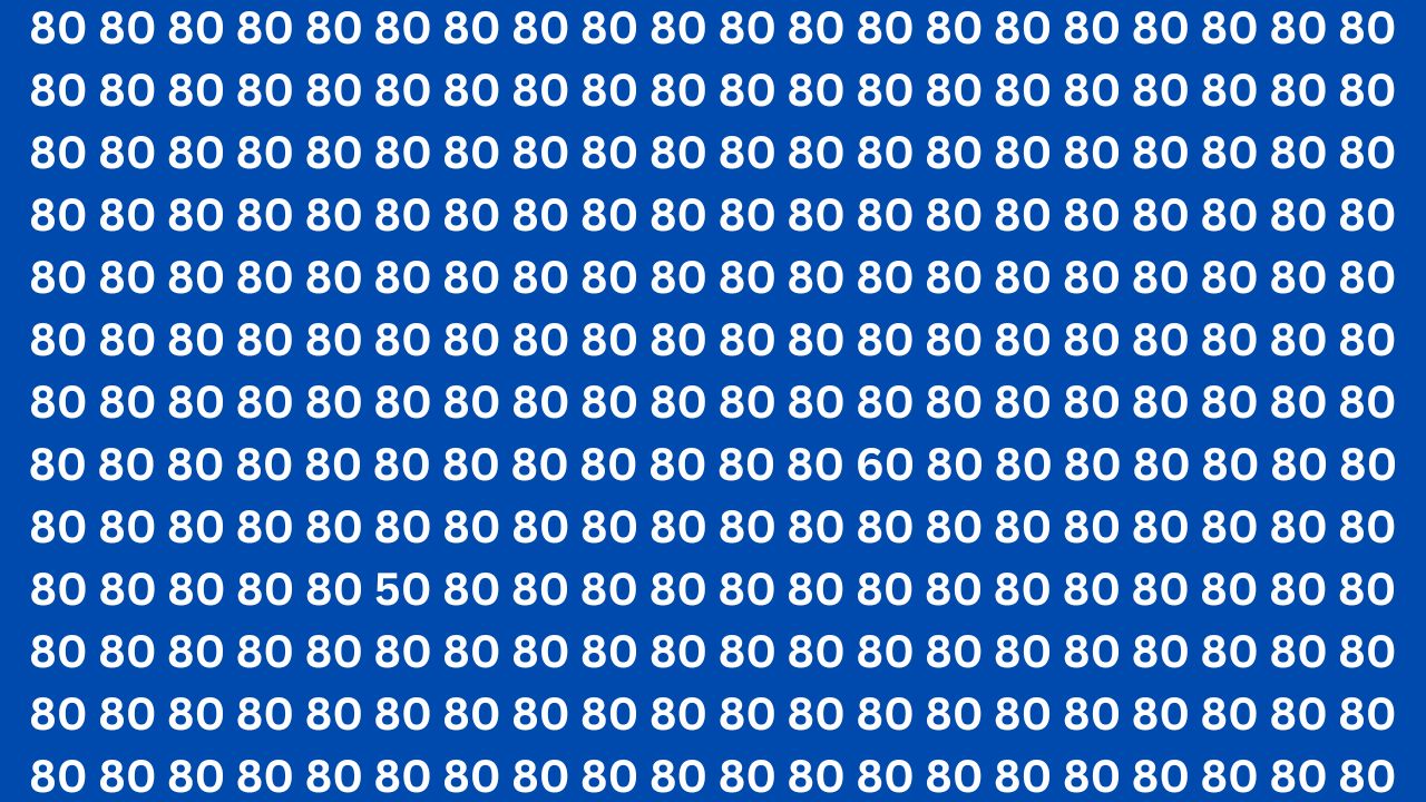Optical Illusion Challenge: Find the Hidden 60 and 50 Among 80s in 8 Seconds