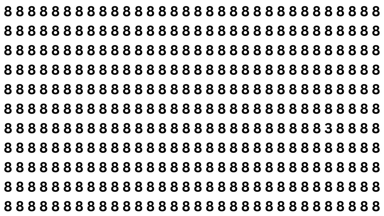 Optical Illusion Challenge: Spot the Number 3 Hidden in a Sea of 8s