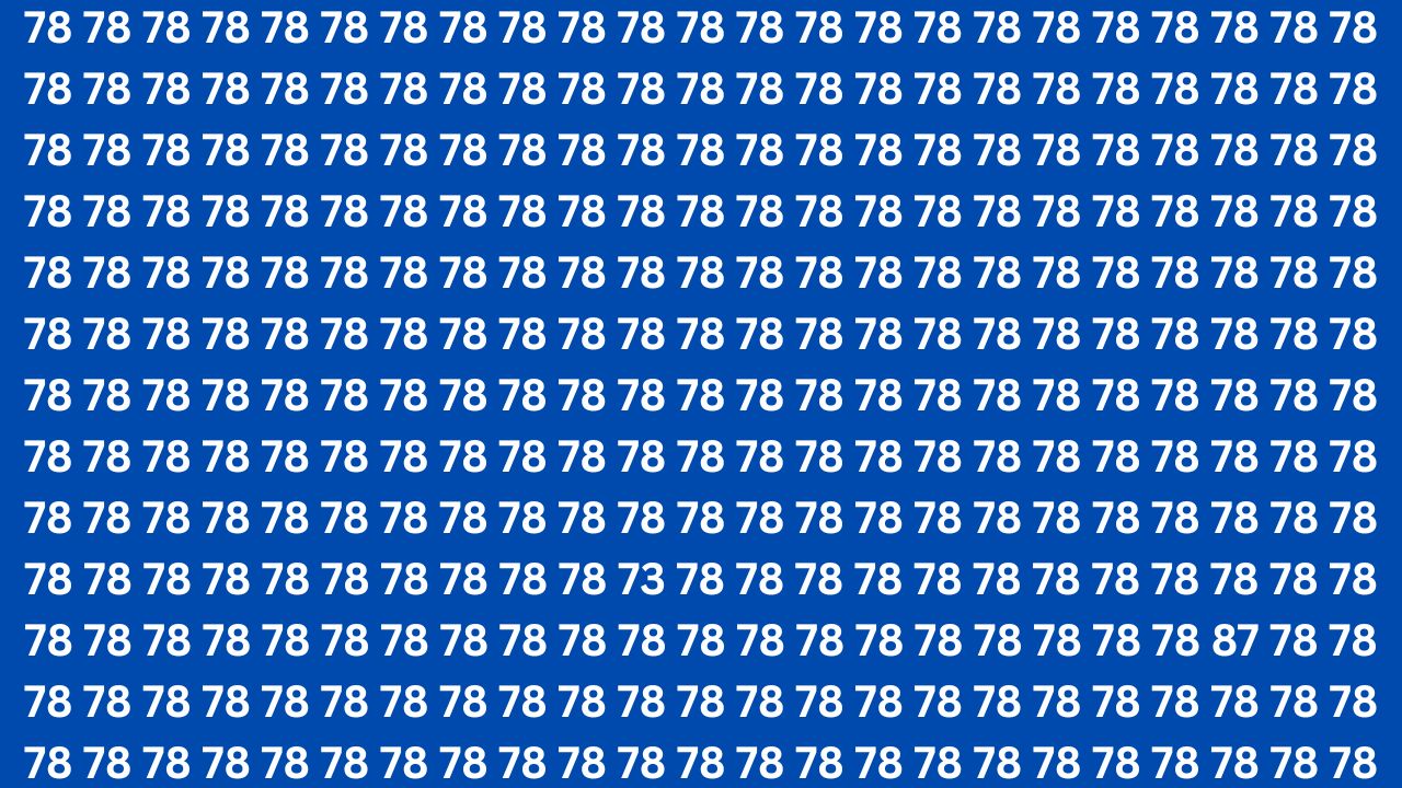 Optical Illusion Challenge: Find 87 and 73 Hidden Among 78s in 7 Seconds