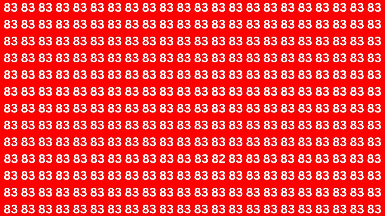 Optical Illusion Challenge: Find the Number 82 Hidden Among 83s in 7 Seconds