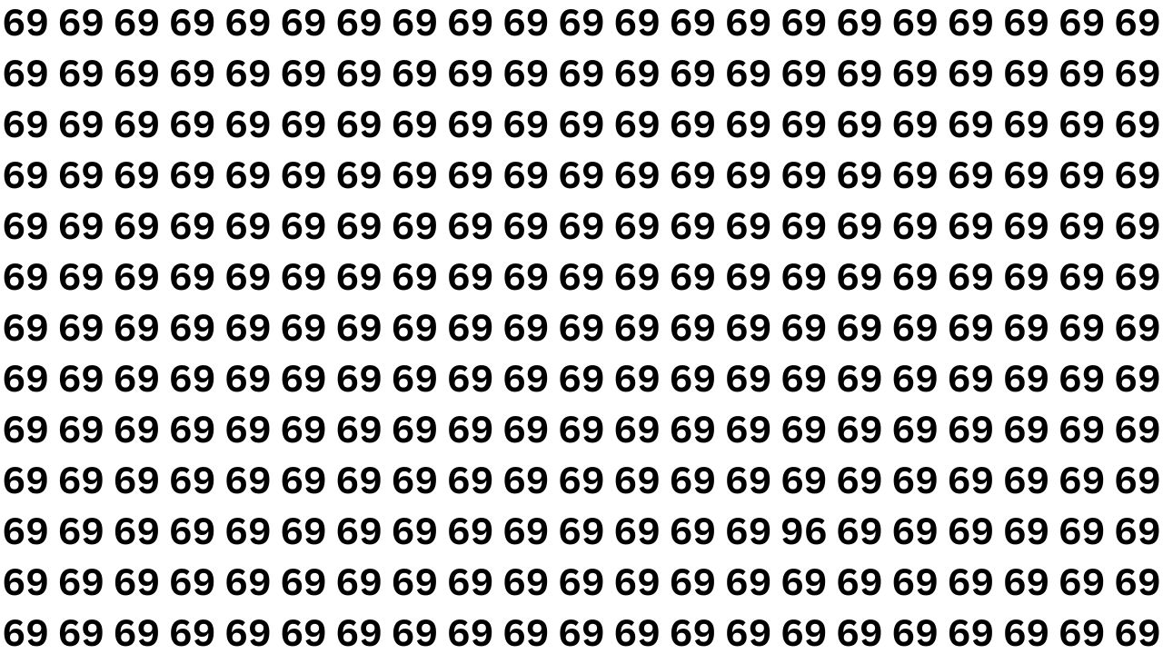 Optical Illusion Challenge: Locate 96 Among Look-Alike 69s in 9 Seconds