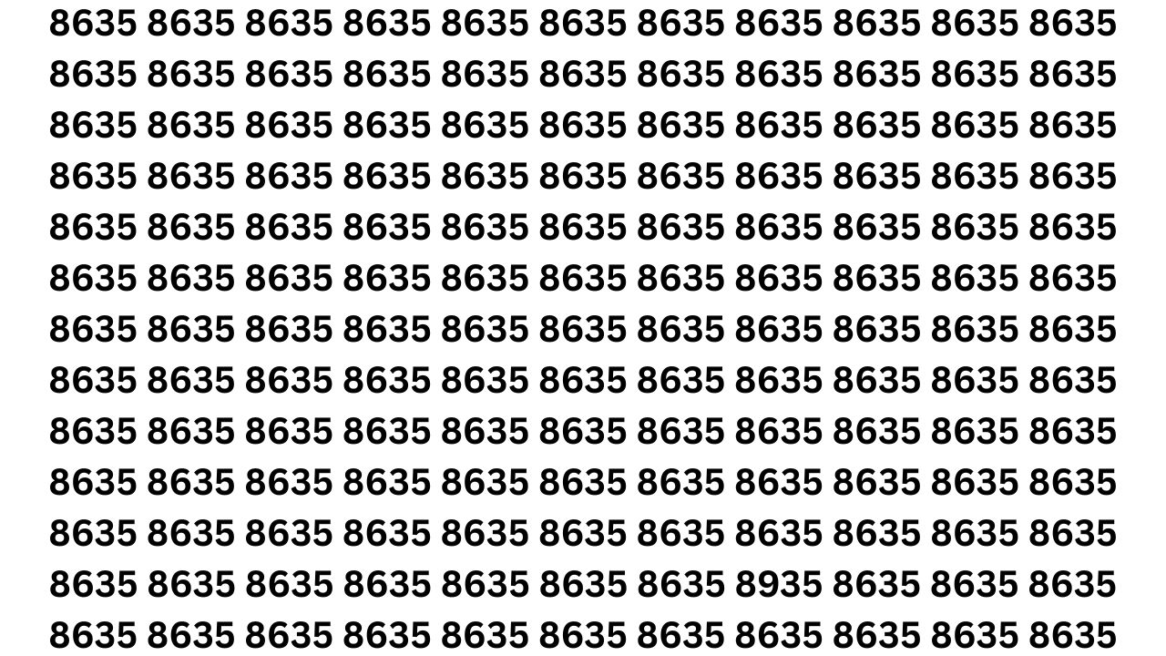 Optical Illusion IQ Test: Find 8935 Hidden Among Identical 8635s