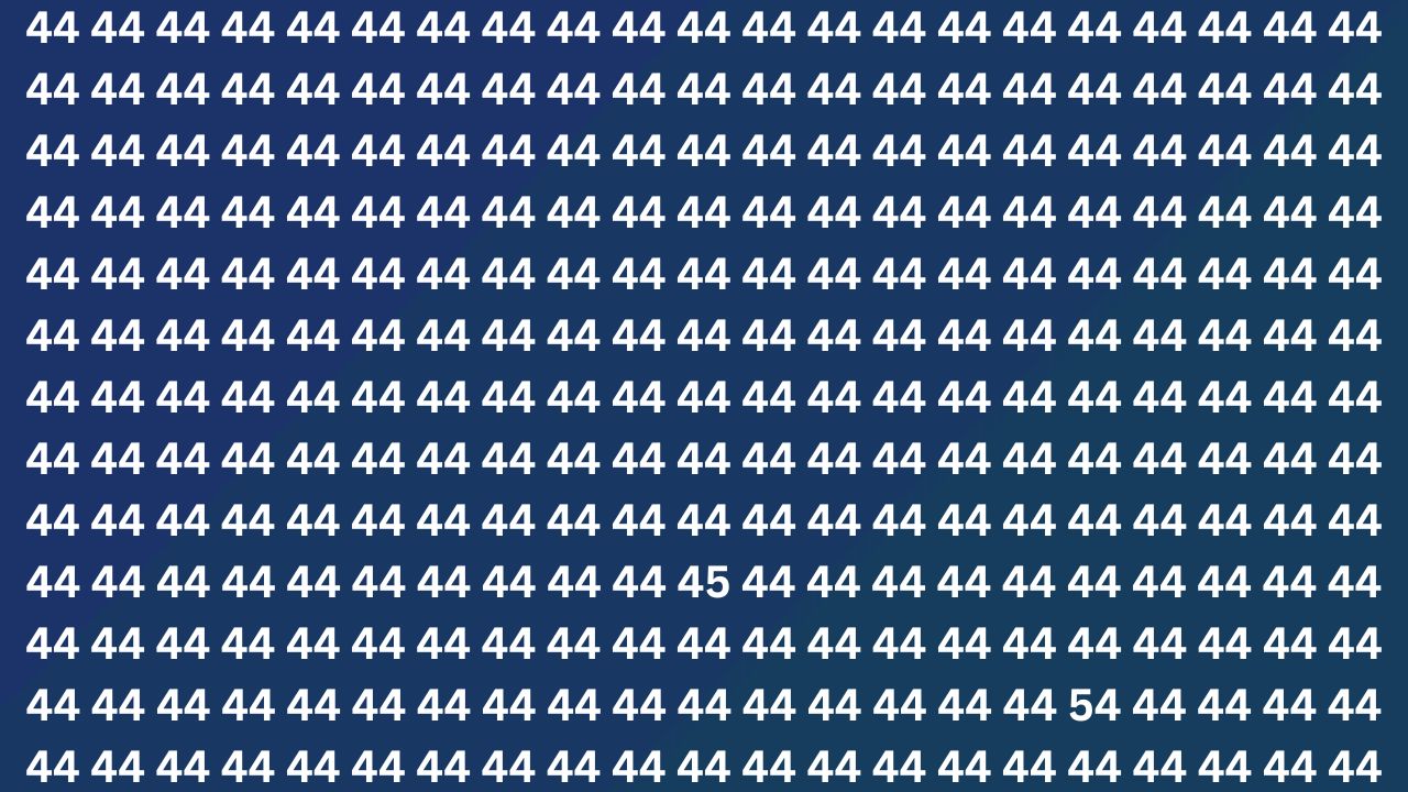 Optical Illusion Test: Spot Numbers 45 and 54 Hidden Among 44s in 5 Seconds