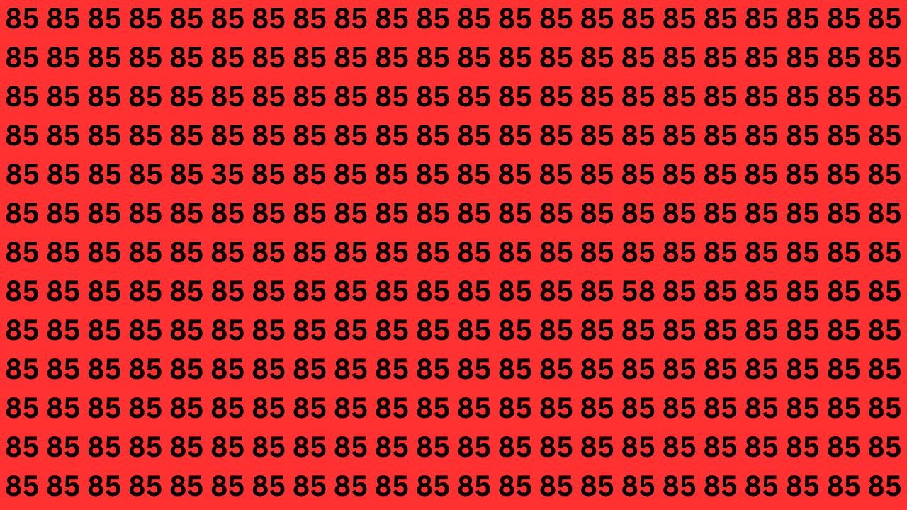 Optical Illusion: Find 35 and 58 Among 85 in 8 Seconds