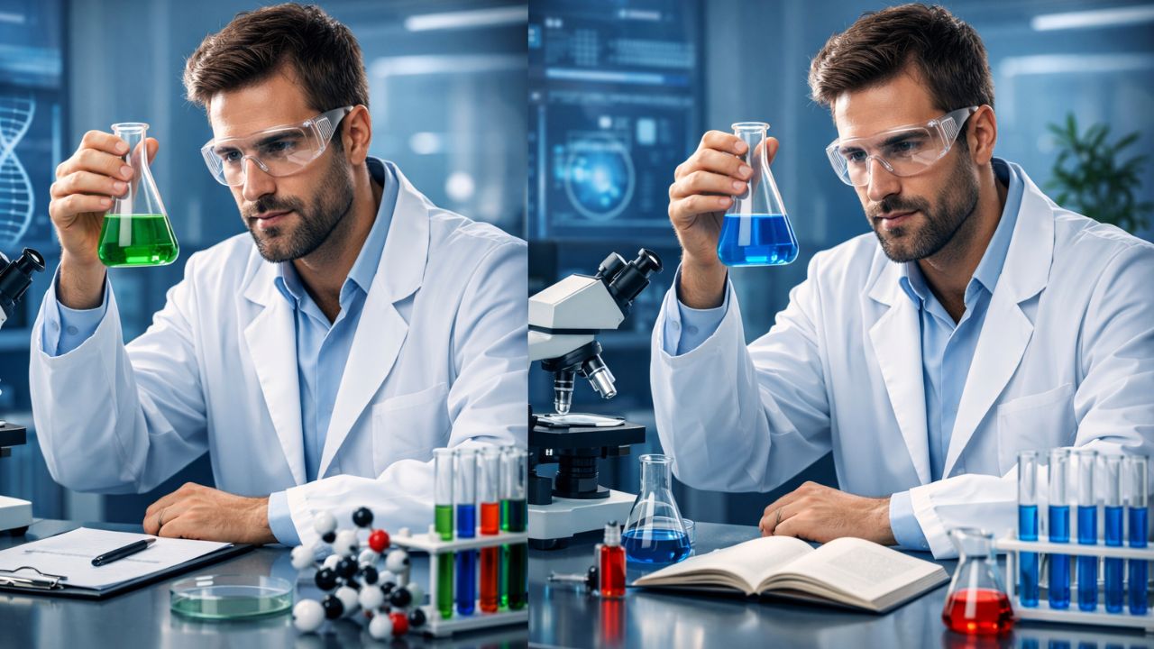 Find 3 Differences Between the Scientist Pictures in 10 Seconds