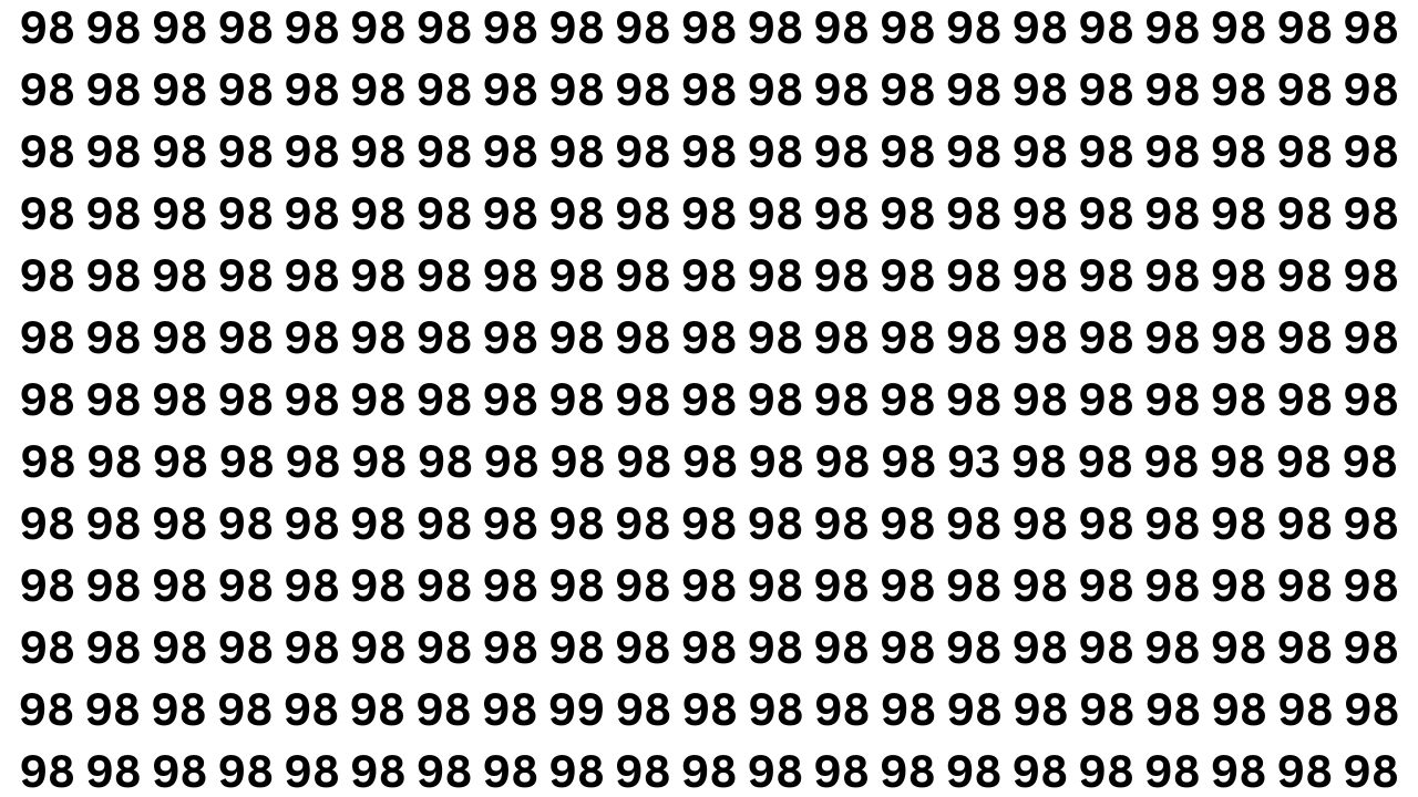 Spot 99 and 93 Hidden Among 98 Using Sharp Vision in 7 Seconds