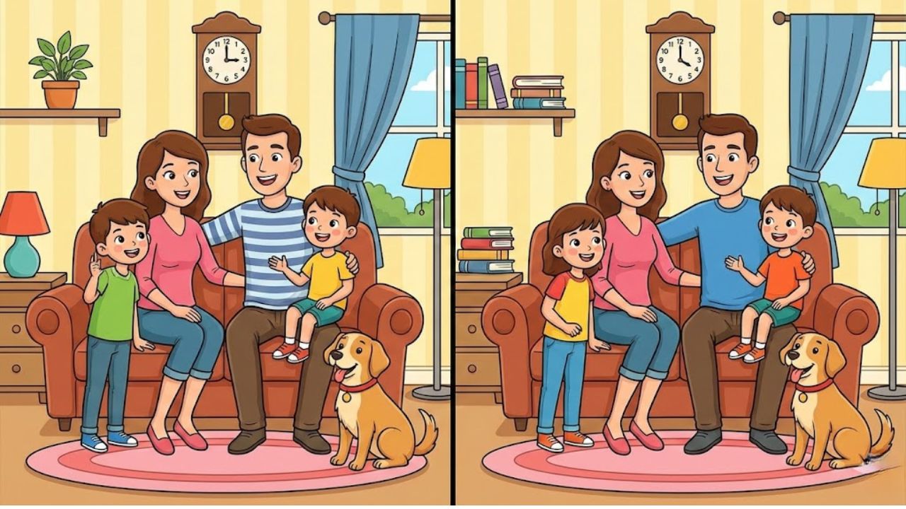 Spot the Difference Challenge: Find 3 Differences in the Family Image in 10 Seconds
