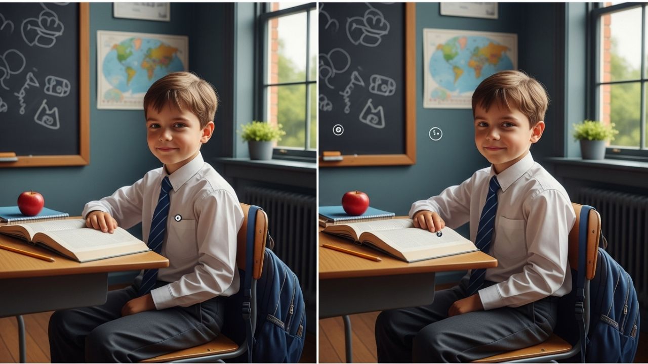Spot the Difference Puzzle: Find 3 Hidden Changes in the School Boy Image Within 8 Seconds