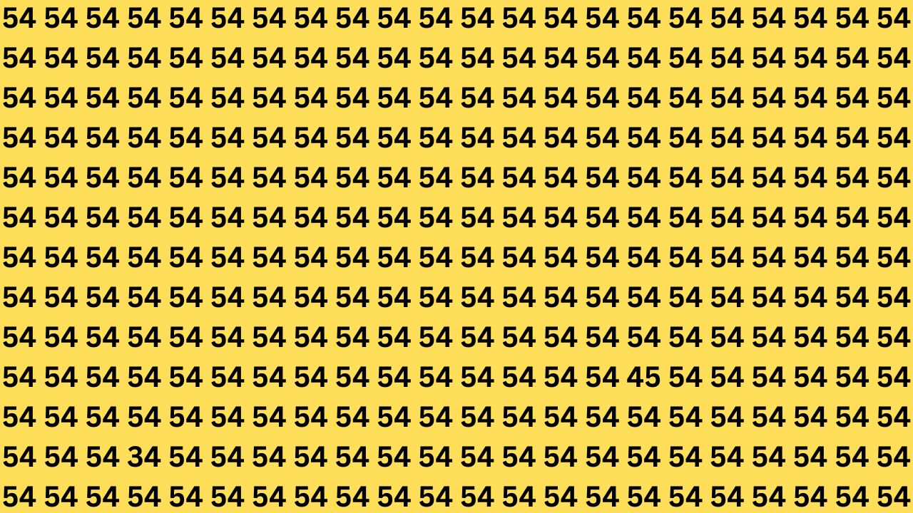 Tricky Optical Illusion: Can You Spot 45 and 34 Among 54s Without Getting Fooled?