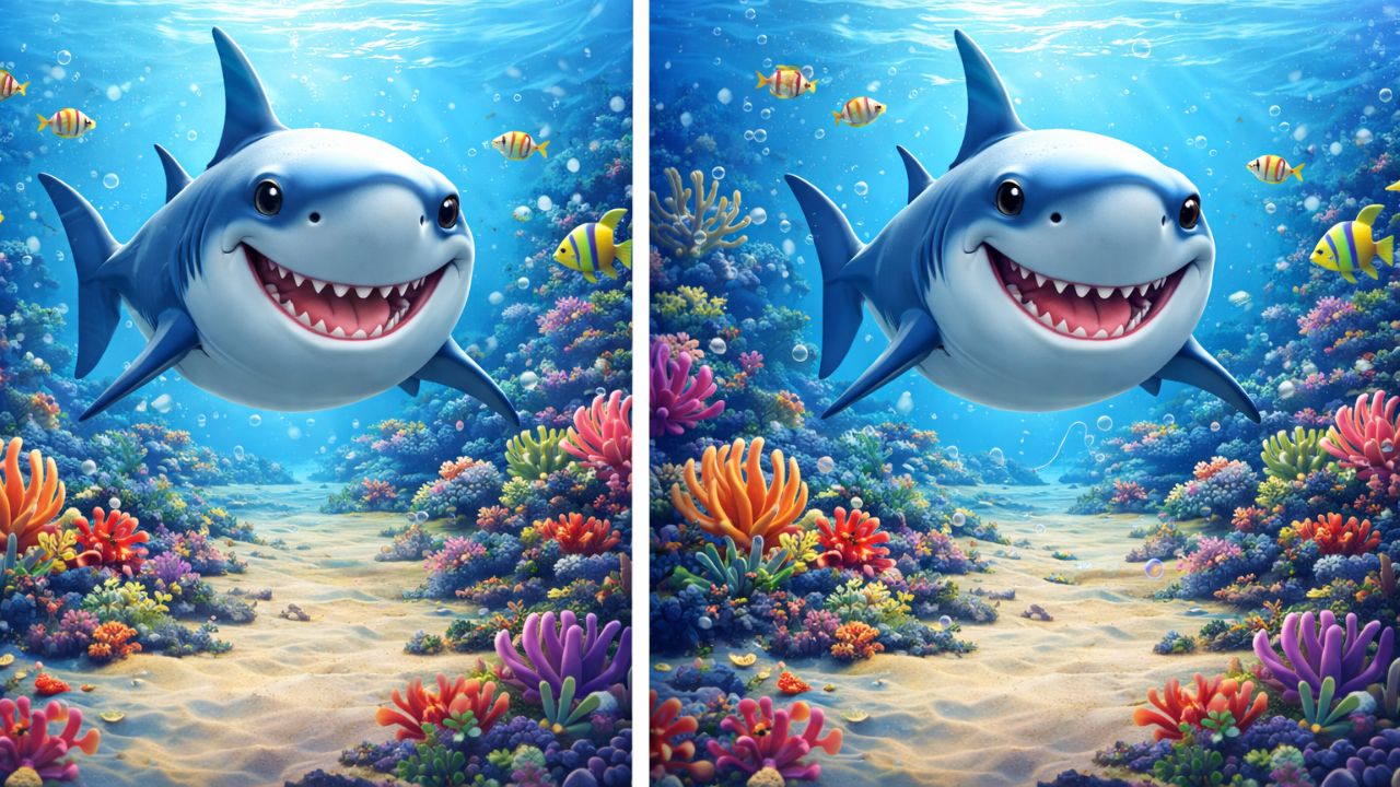 Visual Brain Teaser: Spot the 3 Differences Between These Shark Pictures in 10 Seconds