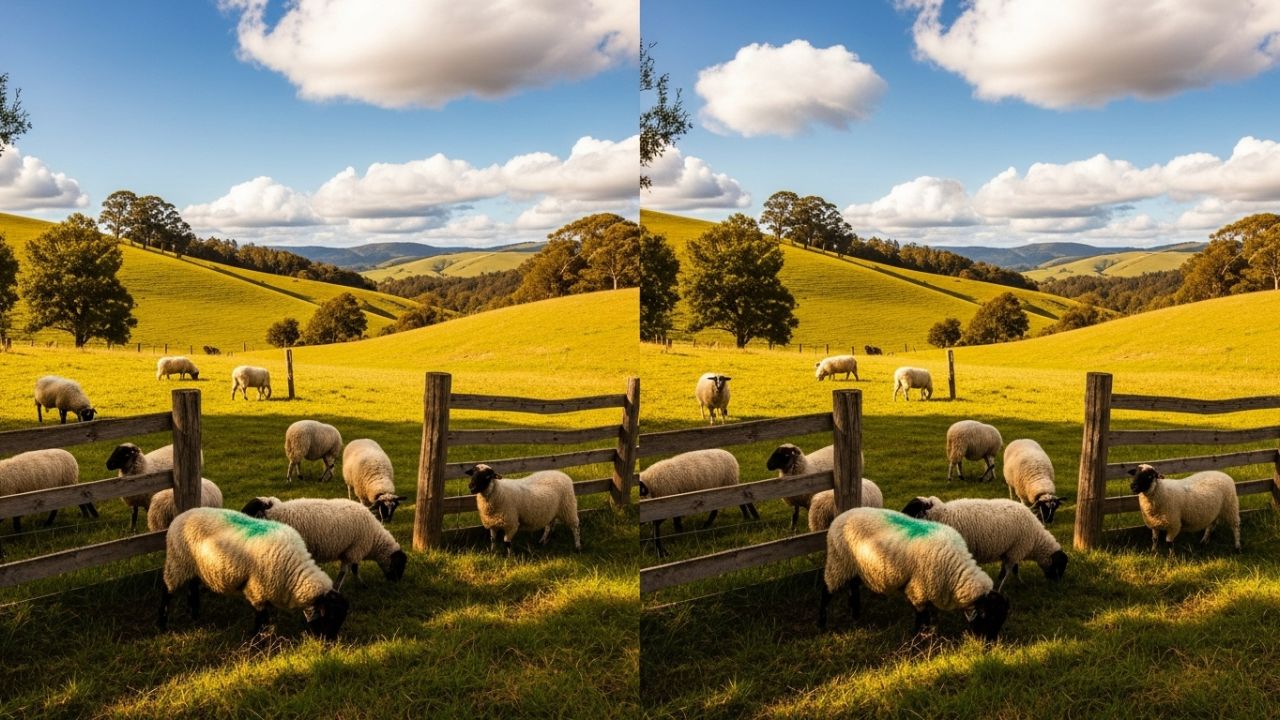 Visual Challenge: Spot 3 Differences in the Sheep Near the Fence Before 51 Seconds End