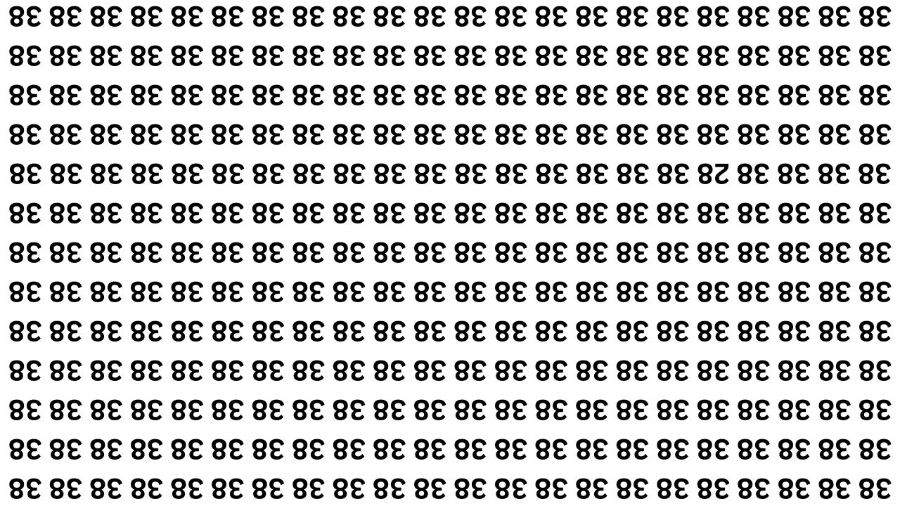 Optical Illusion Challenge: Find the Inverted 28 Among Inverted 38s in 8 Seconds