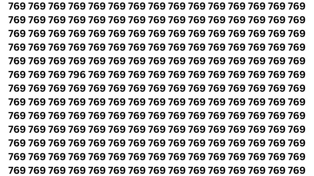 Optical Illusion Challenge: Spot the Hidden Number 796 Among 769s