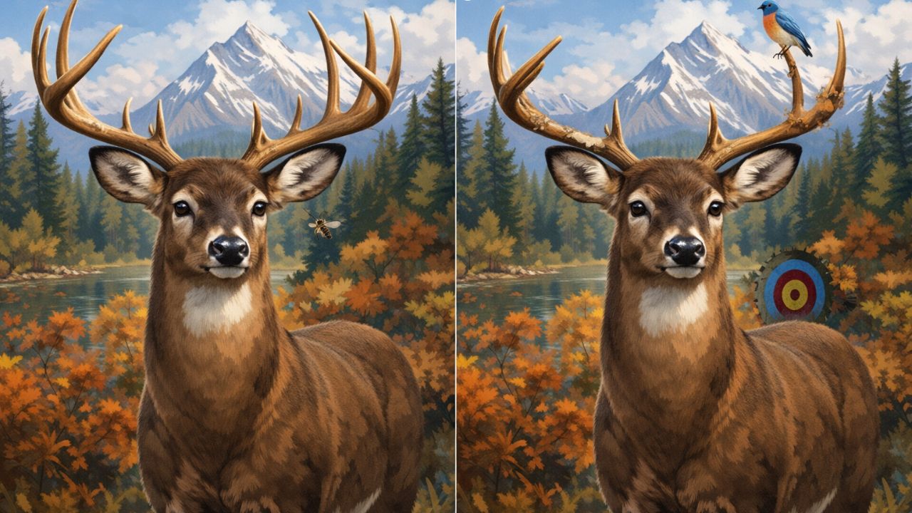 Brain Teaser Challenge Push Your Vision Skills by Spotting 3 Differences in the Deer Images Fast