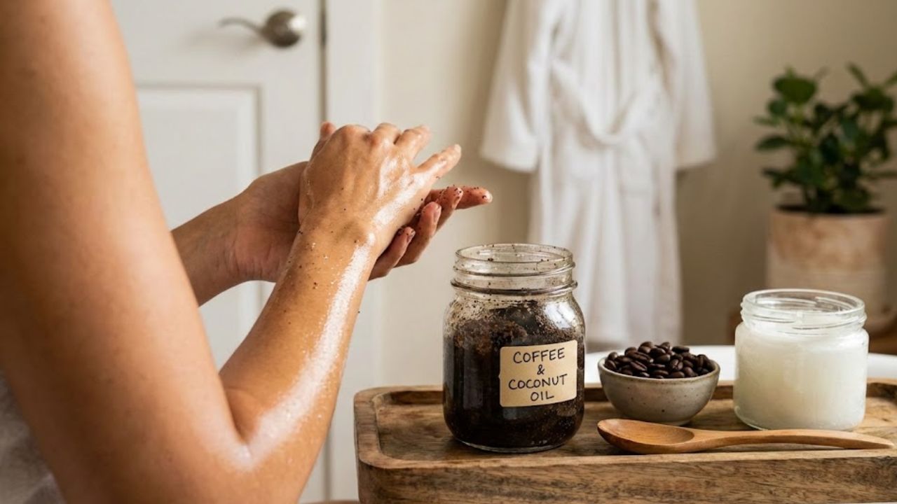 Women Using Coffee and Coconut Oil Body Scrub Are Getting Spa-Like Skin at Home