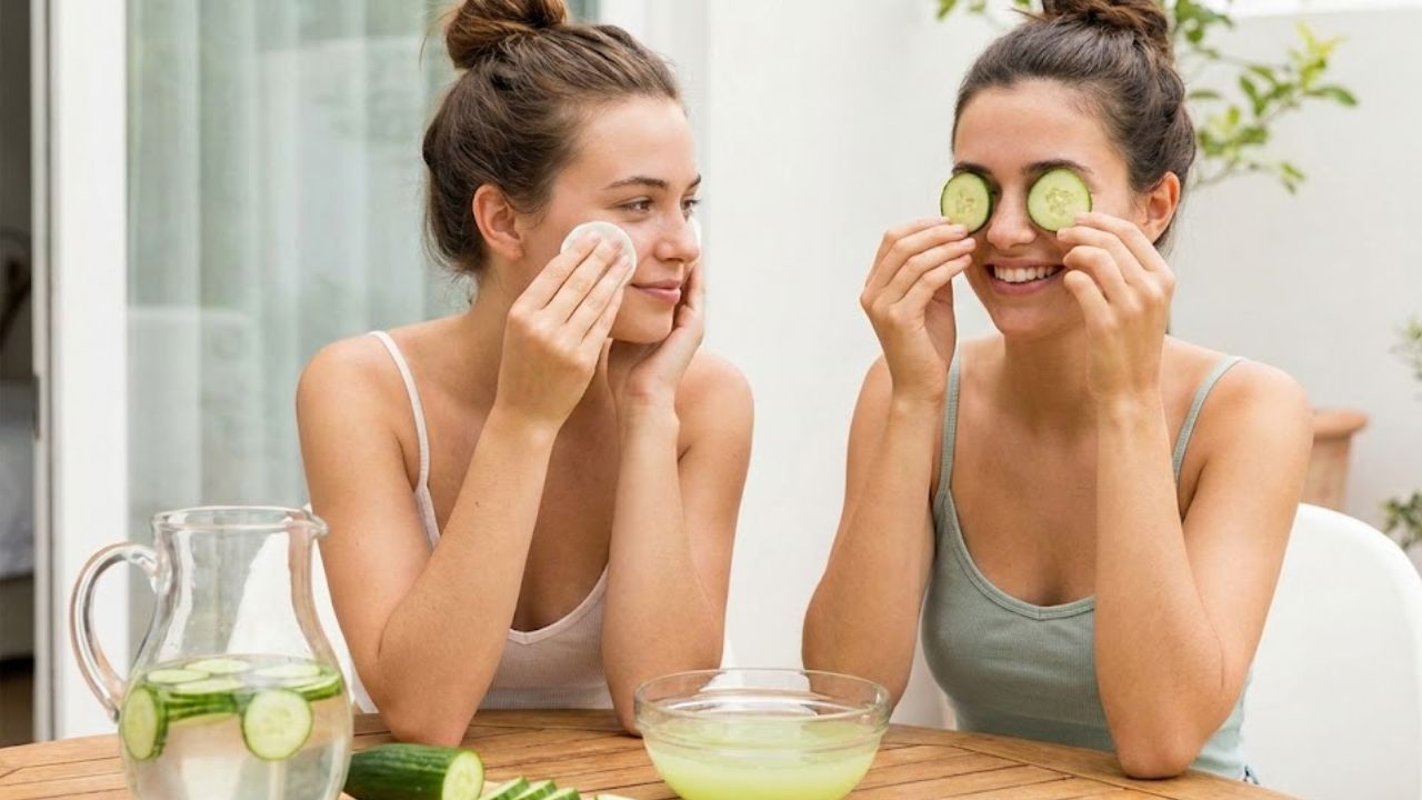 Girls Using Cucumber Juice on Face Daily — Cooling Beauty Hack for Summer Skin