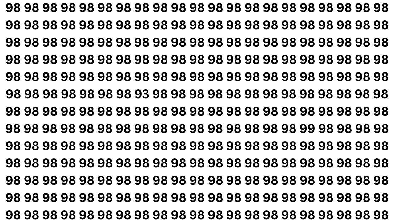 Find 99 and 93 Hidden Among 98 in 7 Seconds Using Sharp Eyes