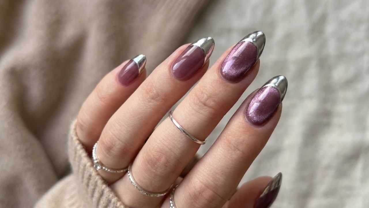 Modern Metallic French Tip Nail