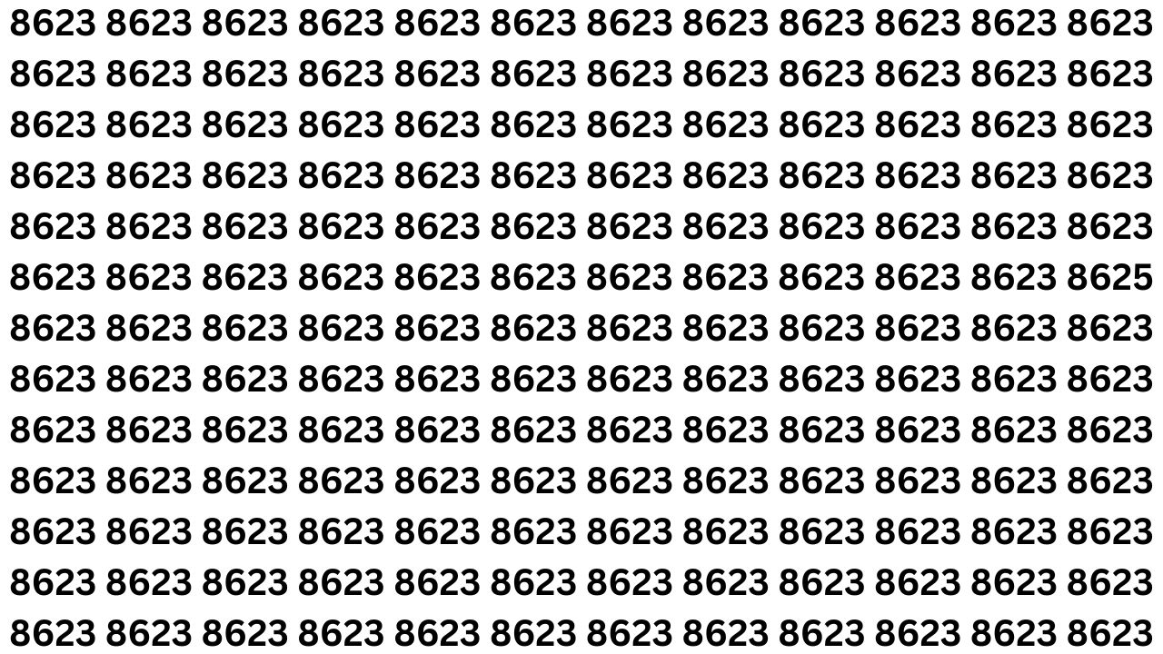 Optical Illusion Test: Spot the Number 8625 Hidden Among 8623s in 6 Seconds