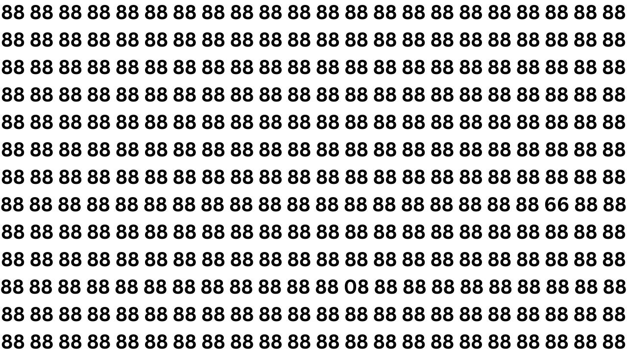 Optical Illusion Test: Find the Hidden 08 and 66 Numbers Among 88s in 10 Seconds