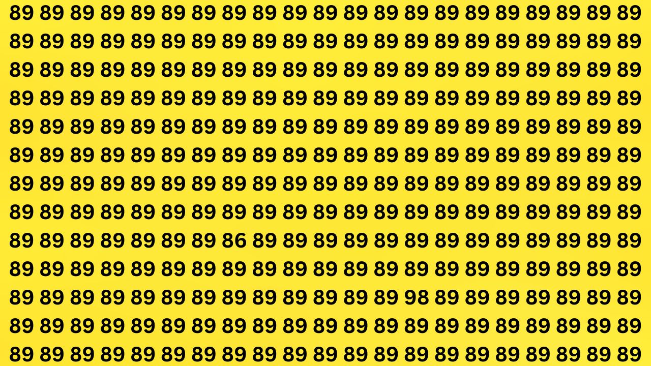 Optical Illusion Test: Spot Numbers 86 and 98 Hidden Among 89s in 5 Seconds