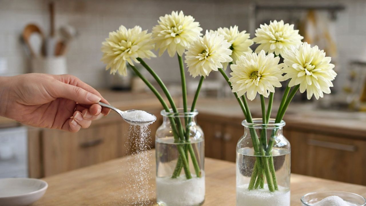 Why putting a spoonful of sugar in vases keeps flowers upright and hydrated